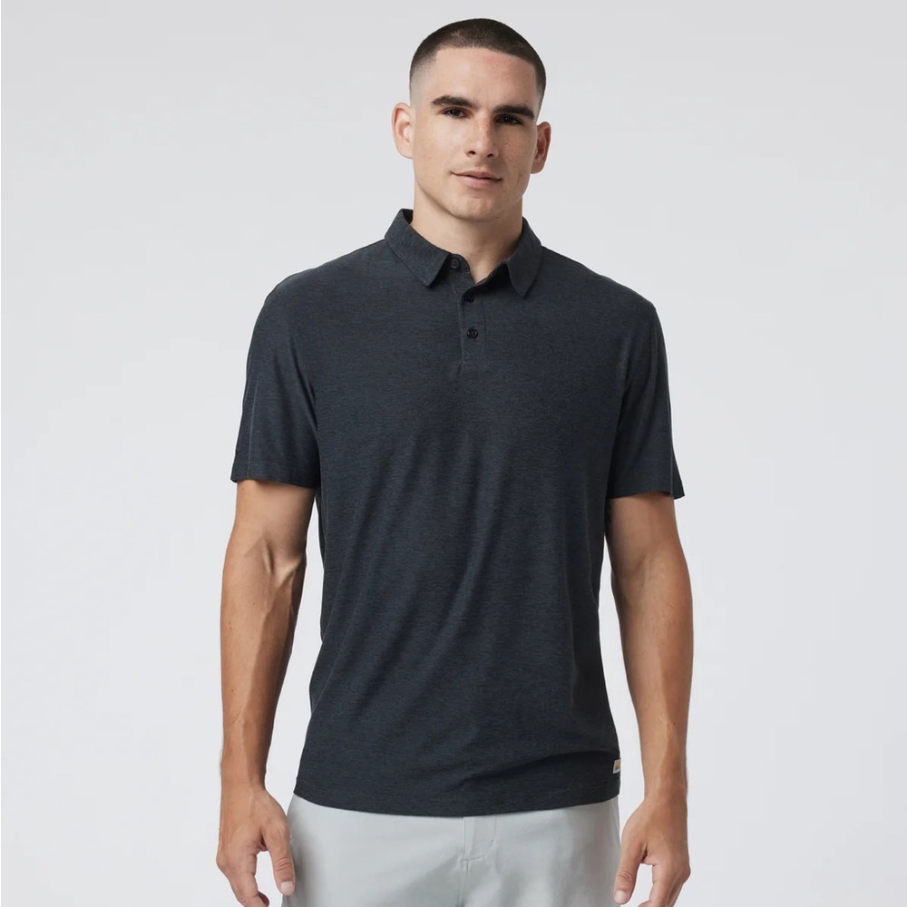 Vuori Strato Tech Polo Charcoal Heather Gray‎ XXL Jersey Fabric